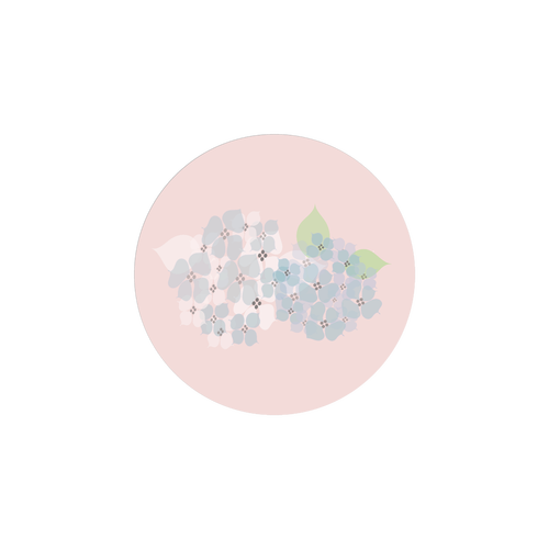 紫陽花　ピンク！ ホワイトフレークシール（円型16枚）160×160mm
