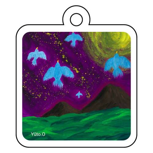 『星追い鳥』アクリルキーホルダー アクリルキーホルダー　四角型 (4cm)