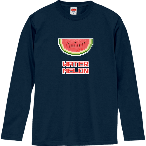 スイカ (ピクセルアート) ロングスリーブTシャツ