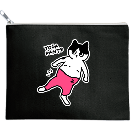 ハチワレ猫くん ヨガパンツ PKキャンバスポーチ（M）【白プリント有