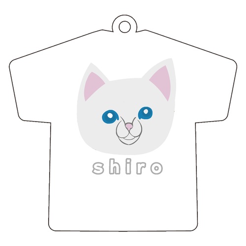 しろねこちゃん アクリルキーホルダー Ｔシャツ型 (6cm)