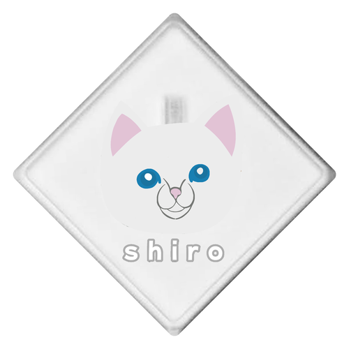 しろねこちゃん ライティングバッジ　ひし形