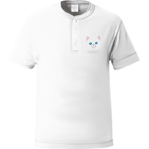 しろねこちゃん ヘンリーネックTシャツ