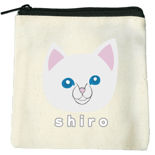 しろねこちゃん キャンバスポーチ（SS）【白プリント有】