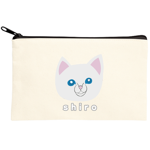 しろねこちゃん ラメプリ！　キャンバスフラットポーチ（S）