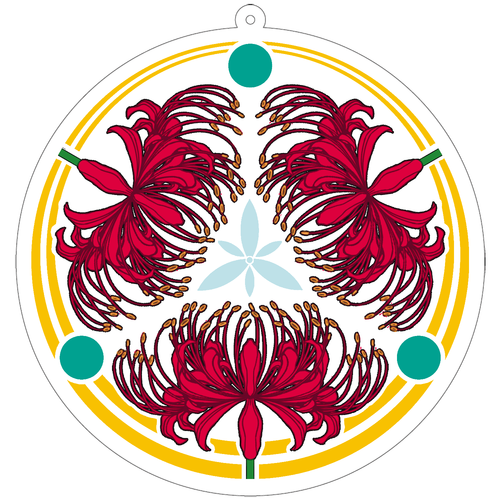 彼岸花の家紋 透 100×100mm アクリルキーホルダー ナスカン(丸型) 100×100mm アクリルキーホルダー(丸型)