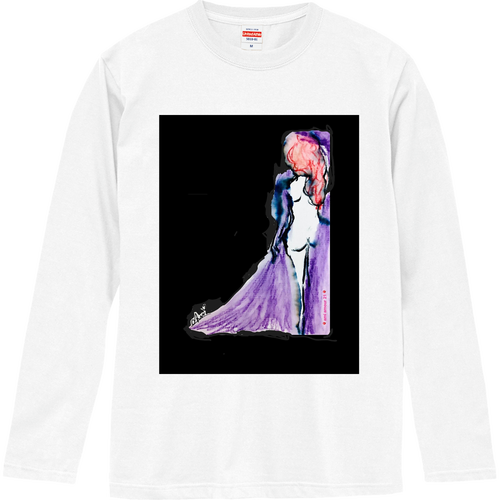 紫の夜明け・黒　長袖 ロングスリーブTシャツ