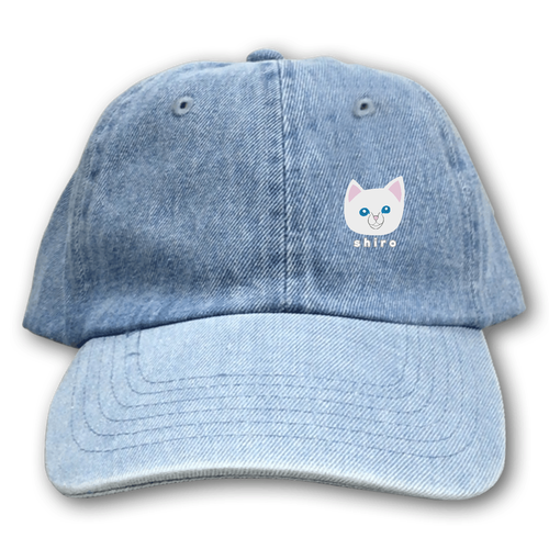 しろねこちゃん ベースボールローキャップ-デニム-