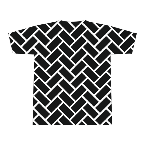 彼岸花の家紋 黒 全面インクジェットTシャツ(L)