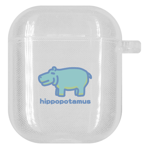 お昼が楽しみなカバ（みどり） AirPods第1/ 2世代 ソフトタイプケース