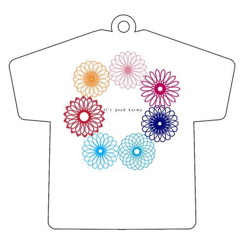 グッドカルマサークルフラワー アクリルキーホルダー Ｔシャツ型 (6cm)