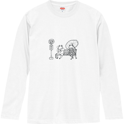 カエルのバス待ち ロングスリーブTシャツ