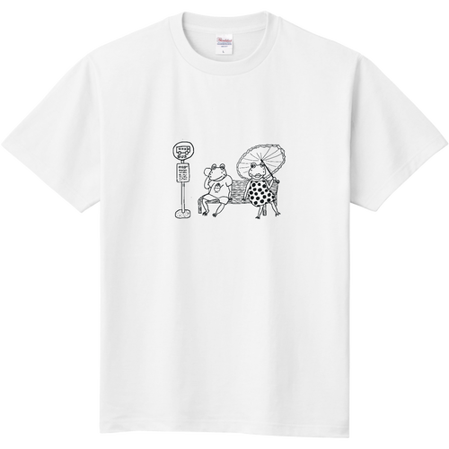 カエルのバス待ち 定番Ｔシャツ