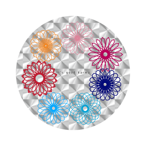 グッドカルマサークルフラワー ホログラムオリジナル缶バッジ(白地無し）（44mm）