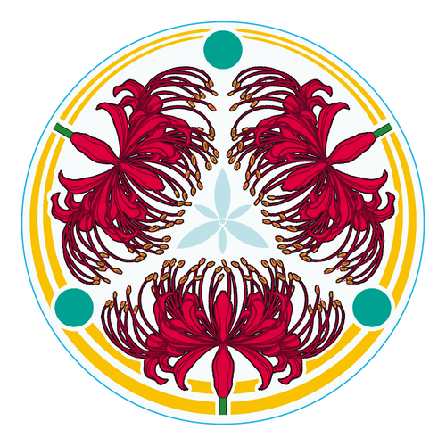 彼岸花の家紋 透 アクリルコースター(丸) アクリルコースター（丸）