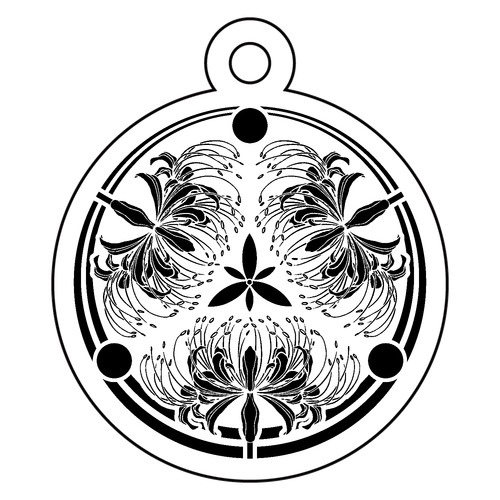 彼岸花の家紋 アクリルキーホルダー(両面印刷) 丸型 (4cm) アクリルキーホルダー(両面印刷)　丸型 (4cm)