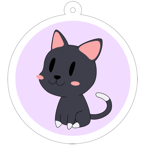 ねこさん 50×50mm アクリルキーホルダー ナスカン(丸型) 50×50mm アクリルキーホルダー(丸型)