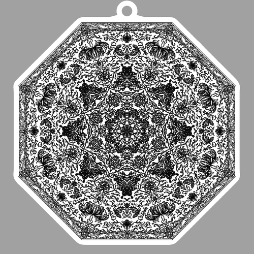 彼岸花と蝶の幾何学模様 ダイカットアクリルキーホルダー(10×10cm) ダイカットアクリルキーホルダー(10×10cm)