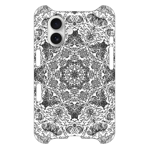 彼岸花と蝶の幾何学模様 白 iPhone16 iPhone16
