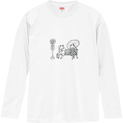 カエルのバス待ち ロングスリーブTシャツ