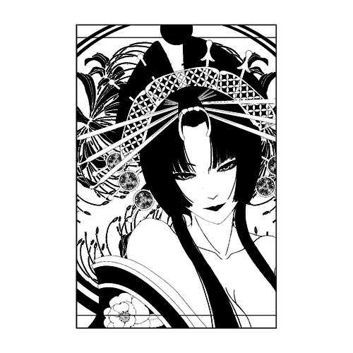 花魁 線画 硬質ケース 硬質ケース