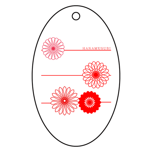 花結び アクリルキーホルダー　楕円型 (6cm)