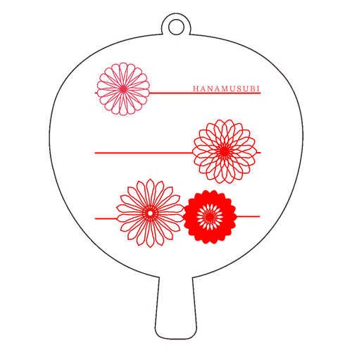 花結び アクリルキーホルダー うちわ型 (6cm)