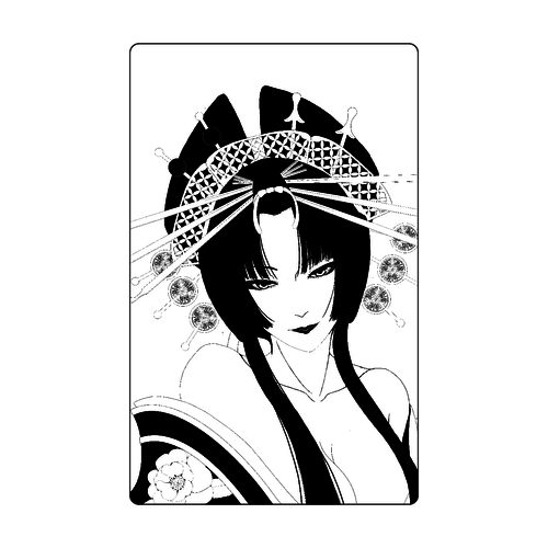 花魁 線画 透明フォトカード 透明フォトカード