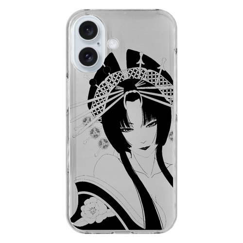 花魁 線画 iPhone16 (透明)(ハードケース) iPhone16 (透明)(ハードケース)