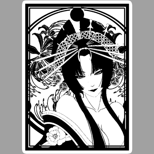 花魁 線画 ダイカットアクリルステッカー (10×10cm) ダイカットアクリルステッカー (10×10cm)