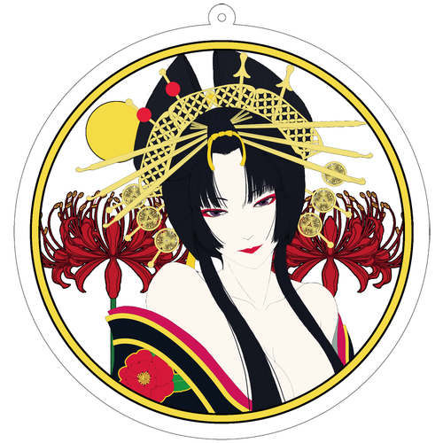 花魁 丸  100×100mm アクリルキーホルダー ナスカン(丸型) 100×100mm アクリルキーホルダー(丸型)