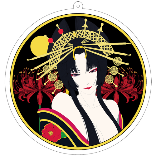 花魁 丸  100×100mm アクリルキーホルダー ナスカン(丸型) 100×100mm アクリルキーホルダー(丸型)