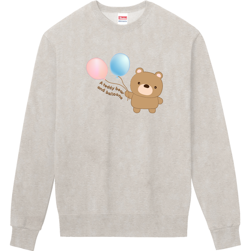 ぬいぐるみくまさんと風船（A teddy bear and balloons） 定番スウェット