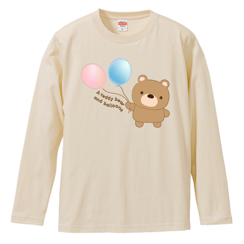 ぬいぐるみくまさんと風船（A teddy bear and balloons） ロングスリーブTシャツ