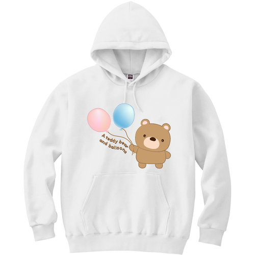 ぬいぐるみくまさんと風船（A teddy bear and balloons） 軽量プルパーカー (長袖プリント)