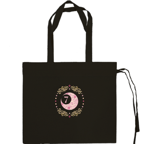 ことばもん／スウジノツキ／誕生月色・7月／巾着トート 厚手コットンギャザーバッグ