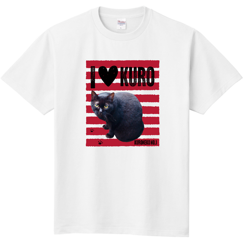I♥黒猫さん（赤ライン） 定番Ｔシャツ