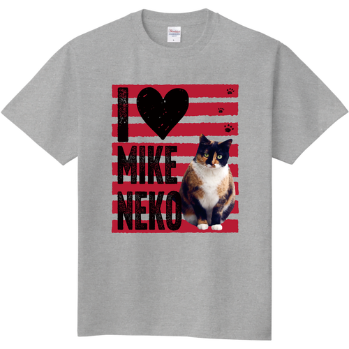 I♥ミケ猫さん（赤ライン） 定番Ｔシャツ