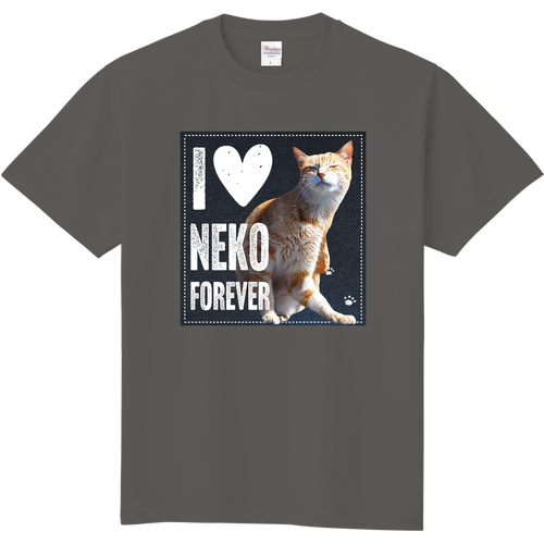 I♥茶トラ猫さん（デニム柄）  定番Ｔシャツ