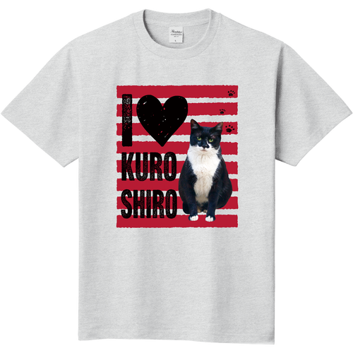 I♥黒白猫さん（赤ライン） 定番Ｔシャツ