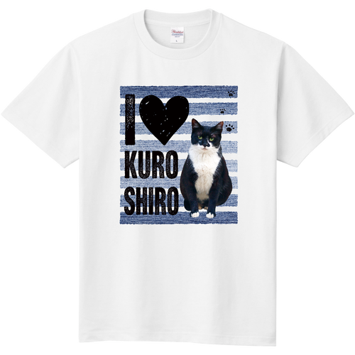 I♥黒白猫さん（デニムライン） 定番Ｔシャツ