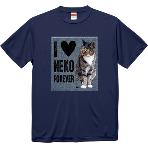 I♥NEKO（デニム柄）ドライＴシャツ ドライシルキータッチTシャツ