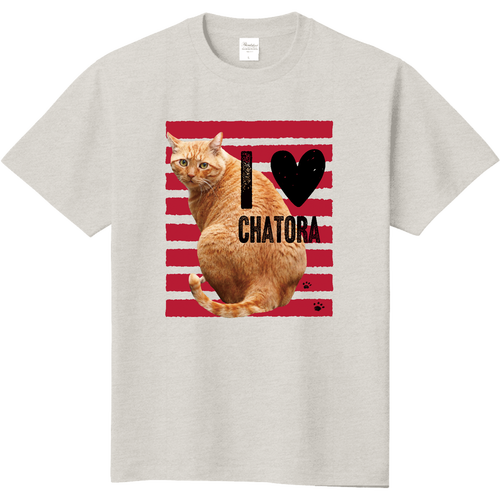 I♥茶トラ猫さん（赤ライン） 定番Ｔシャツ