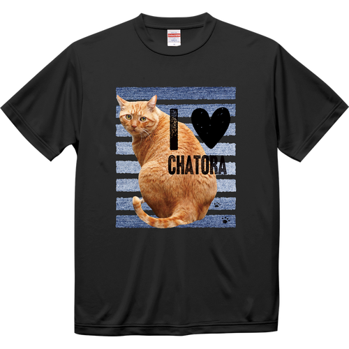 I♥茶トラ猫さん（デニムライン）ドライＴシャツ ドライシルキータッチTシャツ
