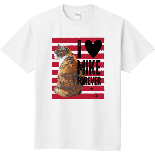 I♥ミケ猫さん（赤ライン） 定番Ｔシャツ