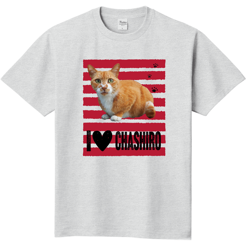 I♥茶白の猫さん（赤ライン） 定番Ｔシャツ