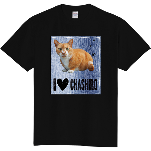 I♥茶白猫さん（デニム柄） 定番Ｔシャツ