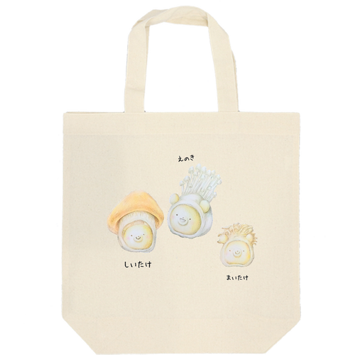 クマ きのこ 厚手コットンマチ付トート(M)