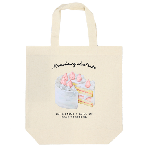 ショートケーキ 厚手コットンマチ付トート(M)