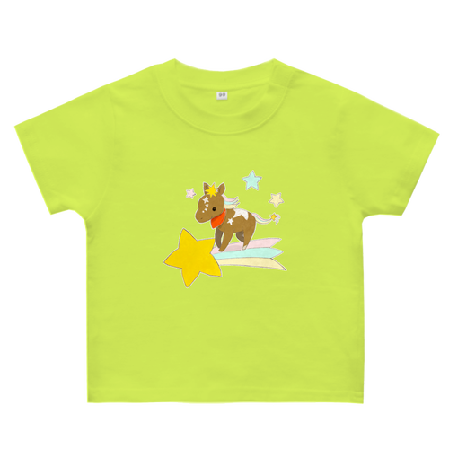 流れ星に乗るおうまさん ヘビーウェイトベビーＴシャツ